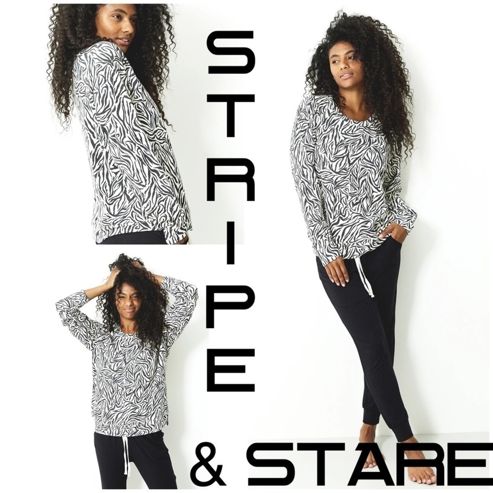 STRIPE & STARE ESSENTIAL SWEATSHIRT - SAFARI. Sustainable super soft jersey